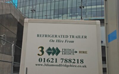 Fridge trailer hire installed at Wembley Arena, London.